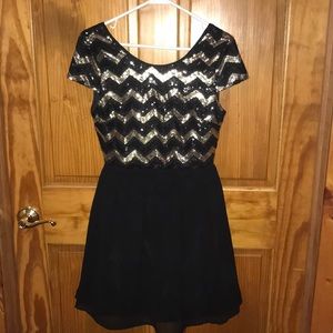 Black and Gold Sequin Dress